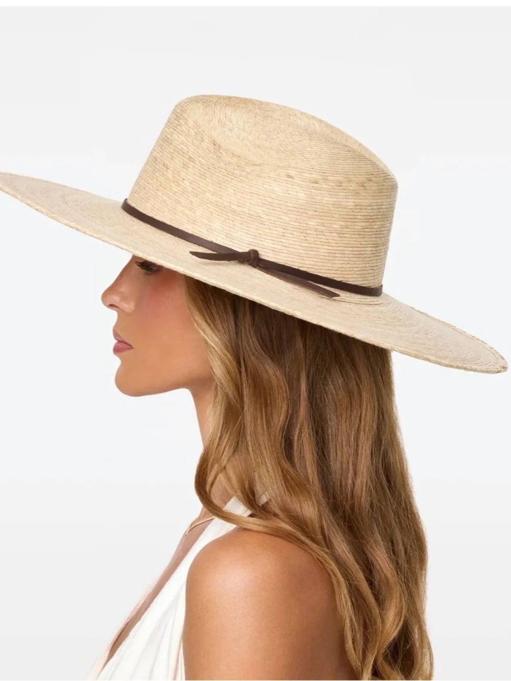 🔘l*space “Isla” Natural Straw Wide-Brim Hat with Dark Brown Bow - Picture 3 of 11